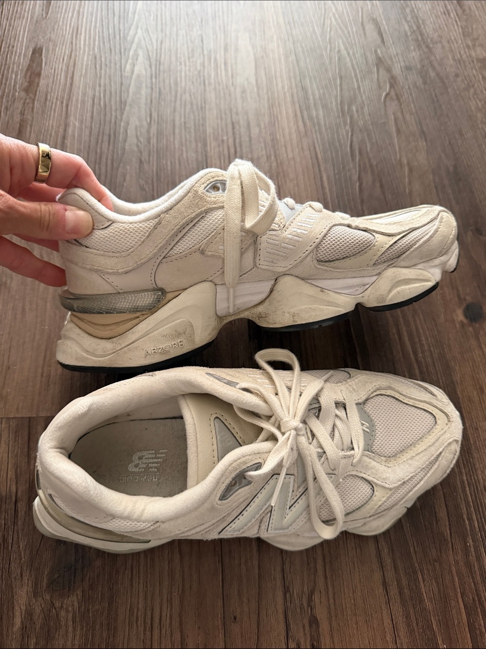 New Balance Women's Cream and White Athletic Sneakers